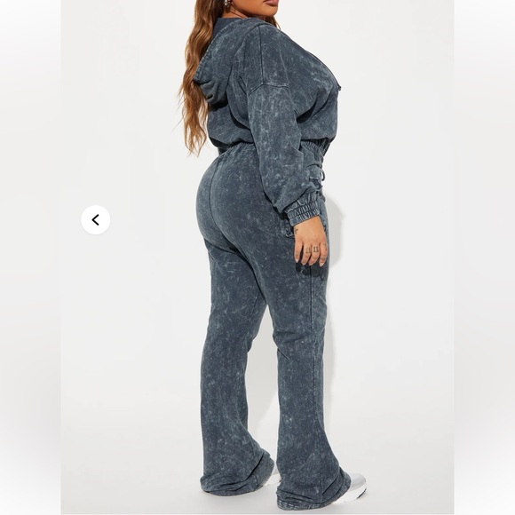 Fashion Nova Charcoal Navy  Found My Peace  Jumpsuit NWT XL - Picture 3 of 6